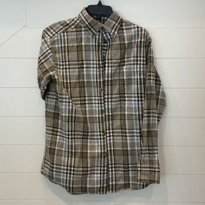 Roundtree & Yorke Plaid Flannel Shirt Green Long Sleeve Medium